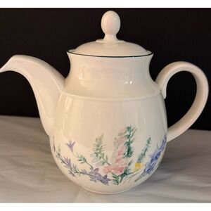 Royal Kent Teapot Home Decor Large White Floral Staffordshire England Tea Party